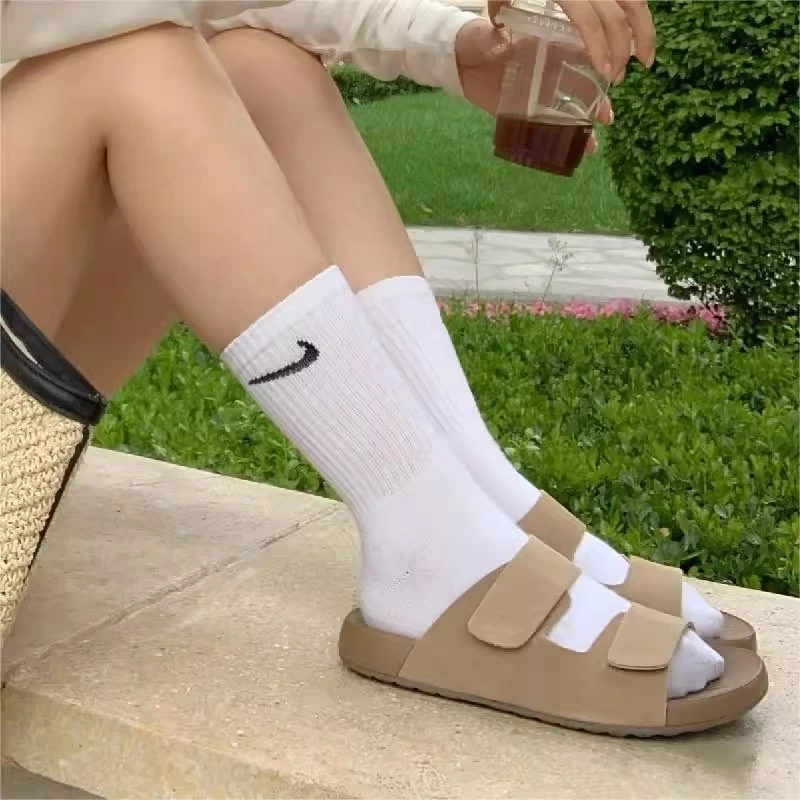 踩屎感~吐司勃肯鞋外穿拖鞋夏季软底厚底一字带魔术贴博肯凉拖女