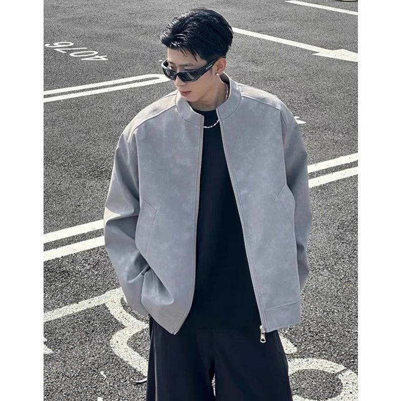 秋季简约高级感皮衣百搭潮流雾感夹克男女同款休闲痞帅外套潮流款