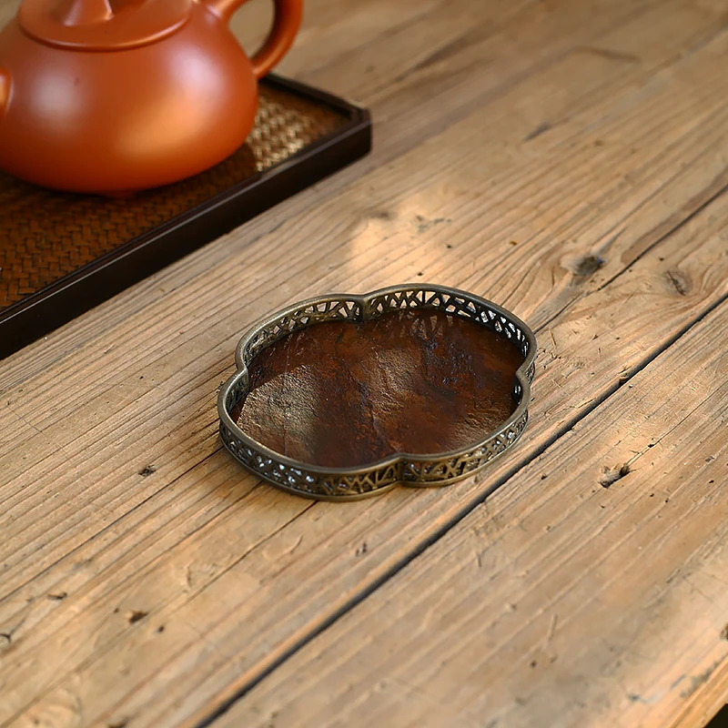 老锡壶承干泡盘岩石茶盘茶托茶台功夫茶具干泡金属侘寂风盖碗底座