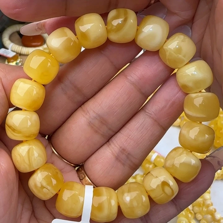 手链蜜蜡未镶嵌白花老型手串