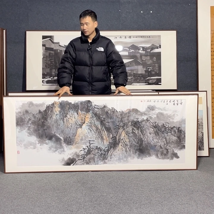 国画手绘画作品带框