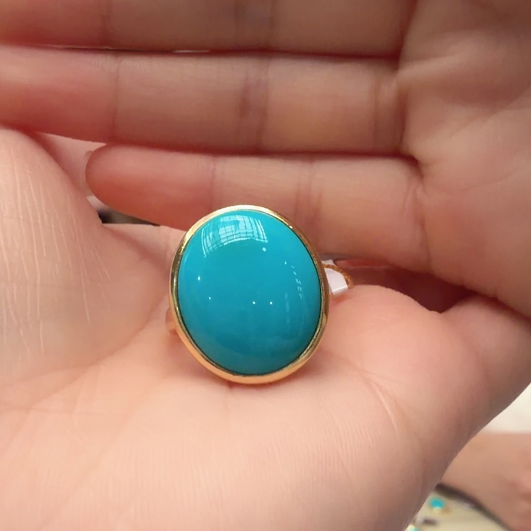 绿松石银S925镶嵌戒指