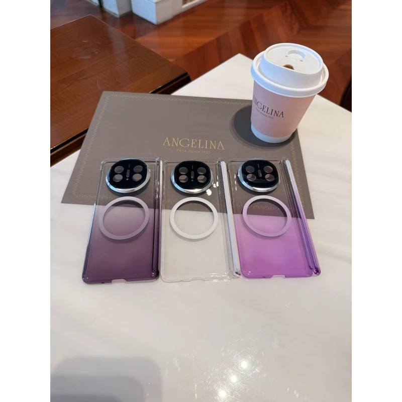 适用于华为Matex5透明渐变磁吸中轴镜头保护折叠手机壳 不发黄