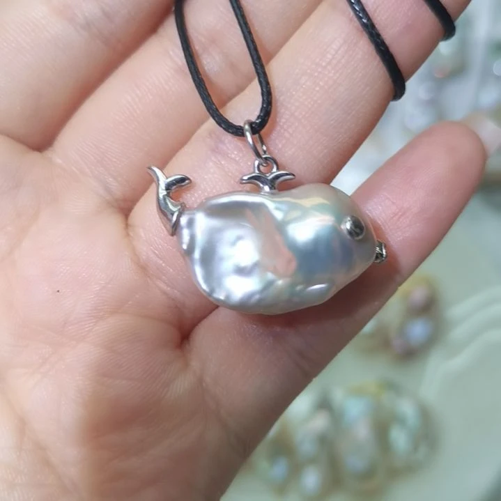 银S925镶嵌淡水珍珠吊坠(不含链)