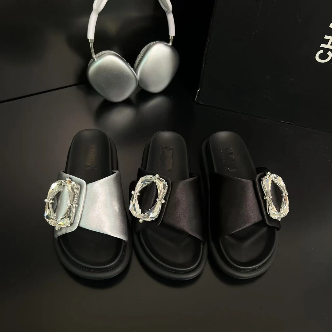 【方形定律】厚底一字拖女2025夏季新款方钻舒适百搭凉拖鞋24L10-59