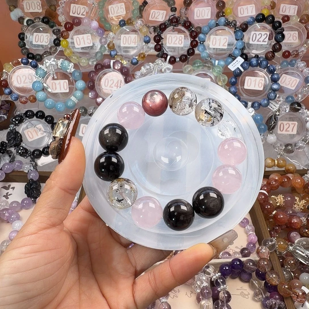 水晶手链合金紫锂云母加银耀石