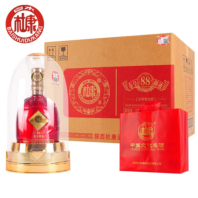 白水杜康秦皇玉液88白酒粮食酒水送礼酒水浓香型52度500ml*6瓶