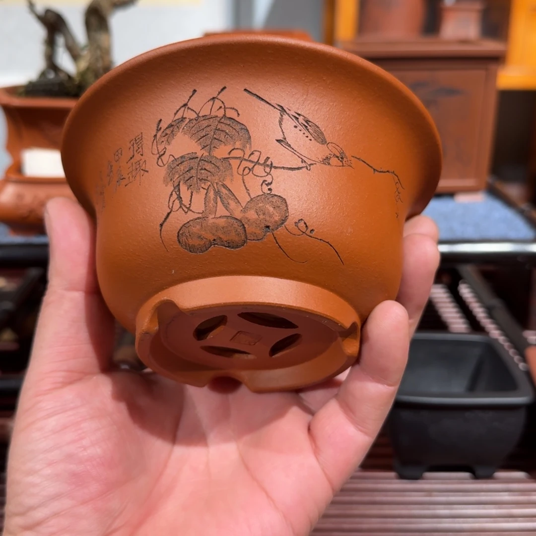 紫砂花盆原矿紫泥
