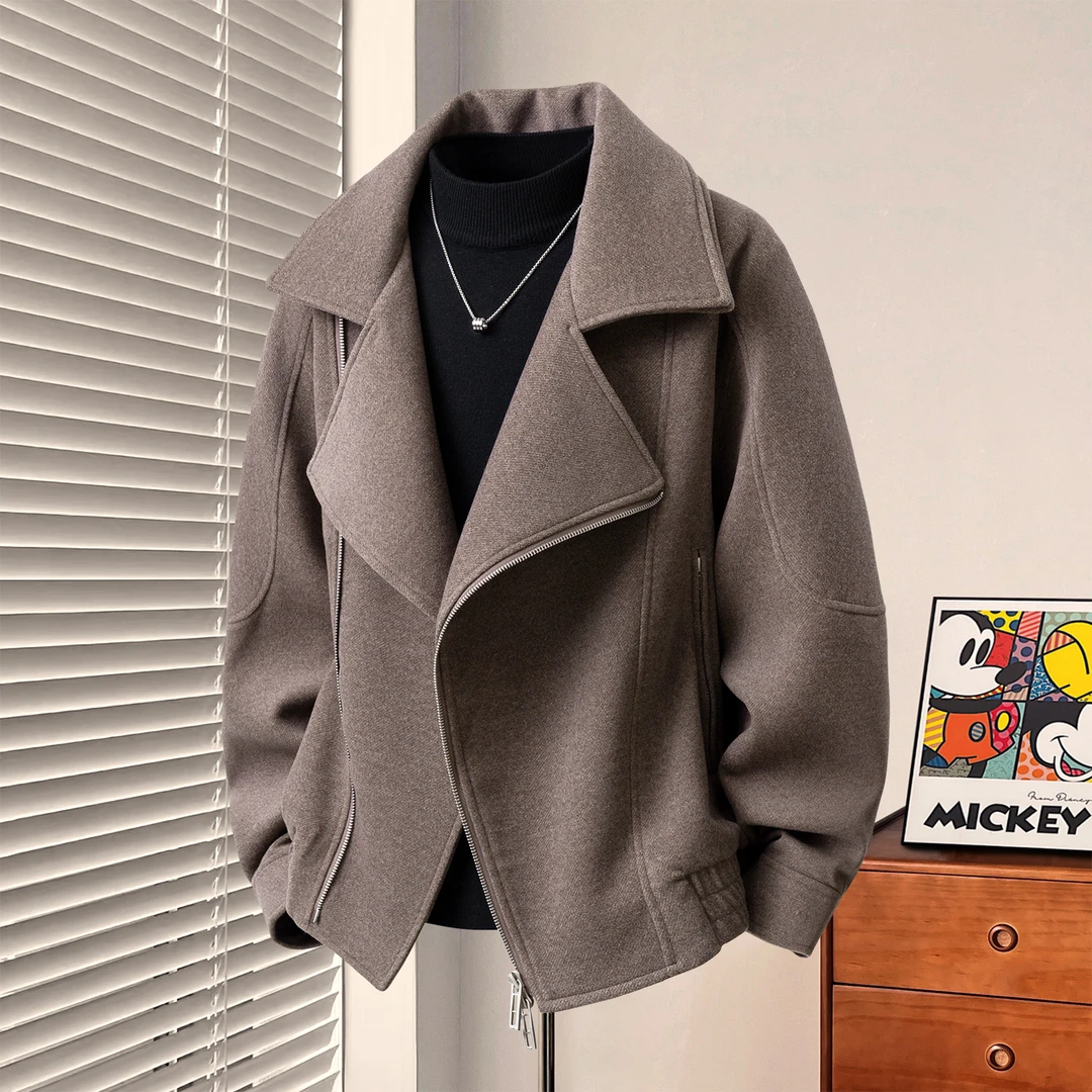 男装冬季款爆款2025新加绒加厚双面呢大衣混搭三件套呢子夹克外套
