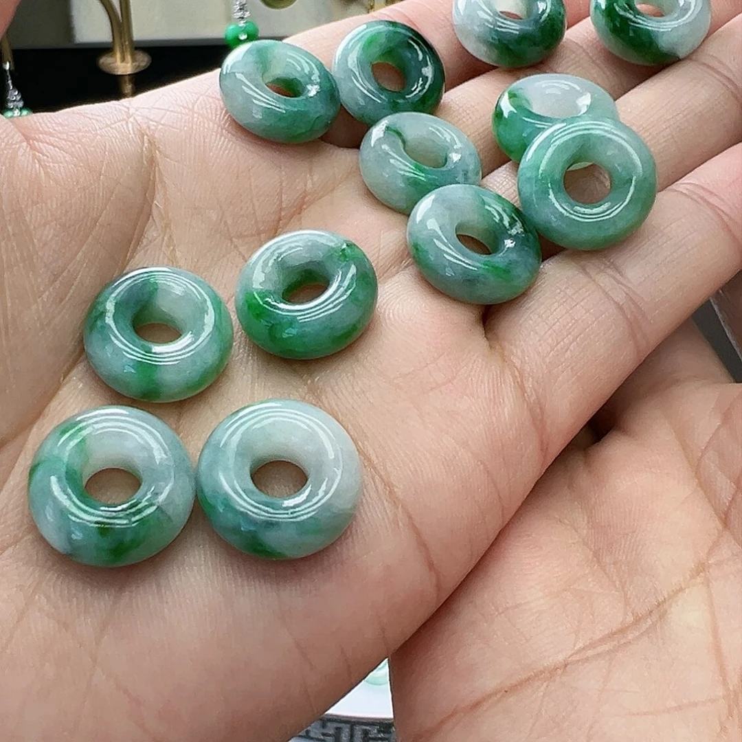 翡翠耳饰未镶嵌天然缅甸A货翡翠