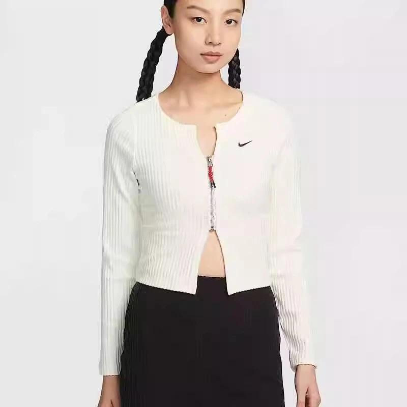 耐克正品新款女2025灵蛇迎新系列罗纹针织修身开襟运动开衫流光风
