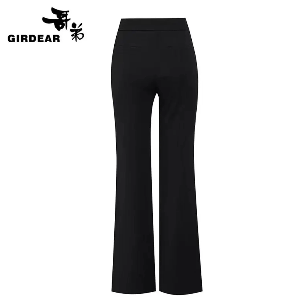 GIRDEAR/哥弟110027气质优雅显瘦四面弹高腰窄版直高腰窄版阔腿裤