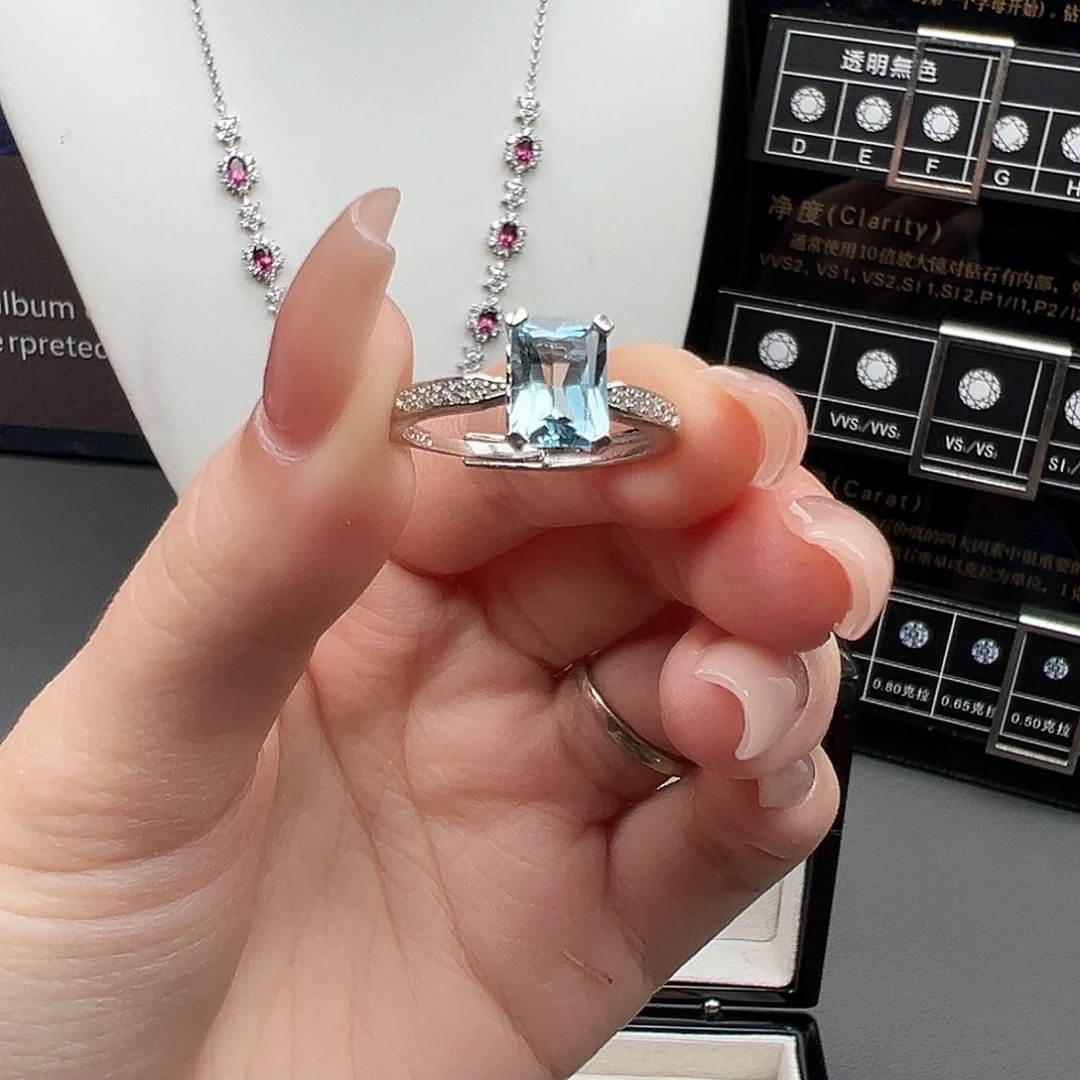 托帕石戒指银S925镶嵌