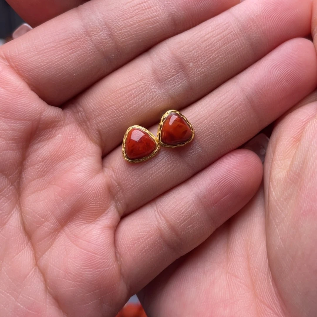 【闪购商品】南红玛瑙耳钉银S925镶嵌