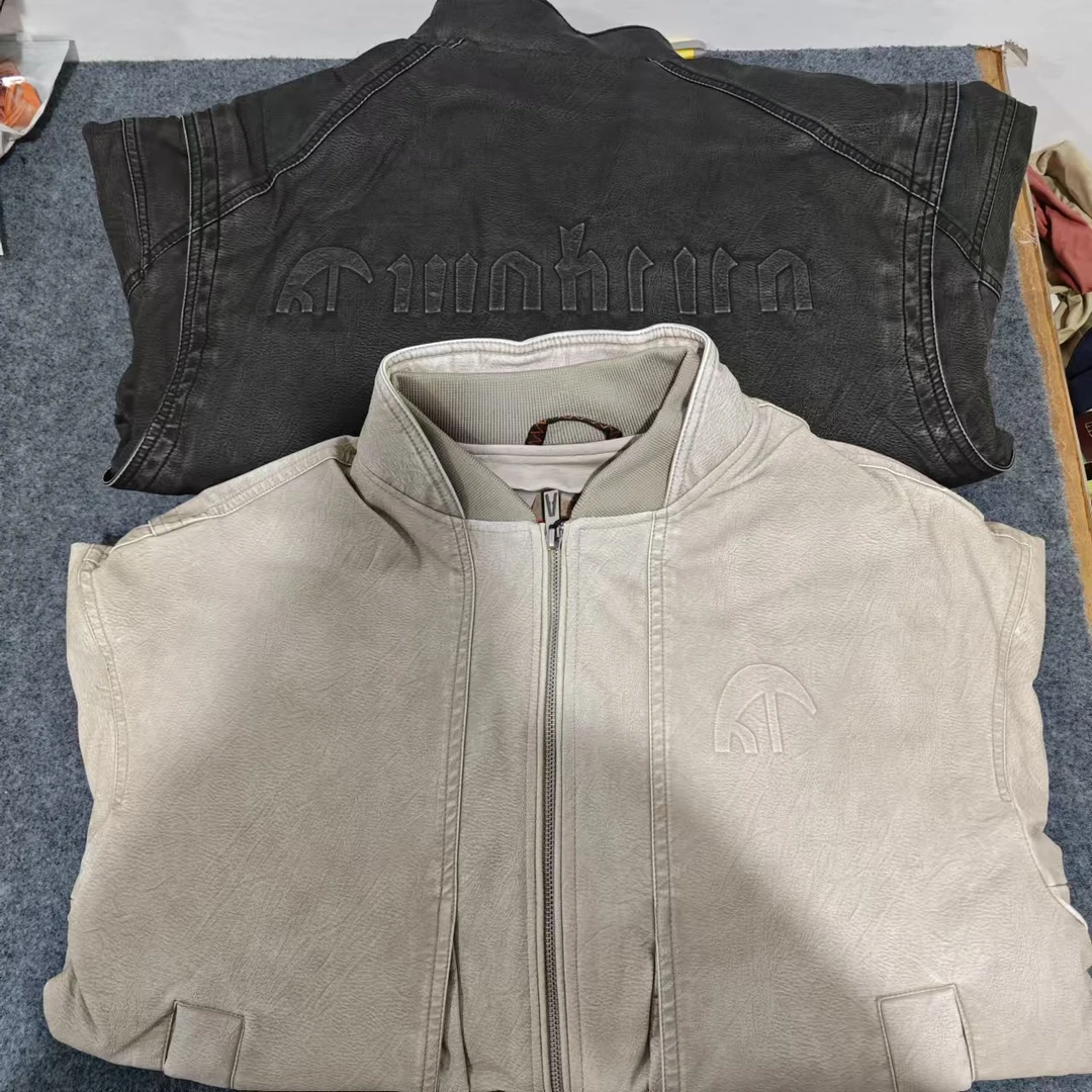 8112情侣羽绒服复古机车服皮衣夹克简约百搭男女同款外套