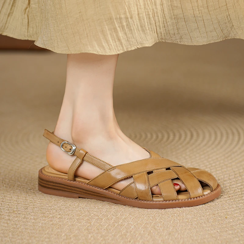 跟高2.5cm/34-40/百搭舒适时尚包头低跟气质日常平底休闲洋气凉鞋