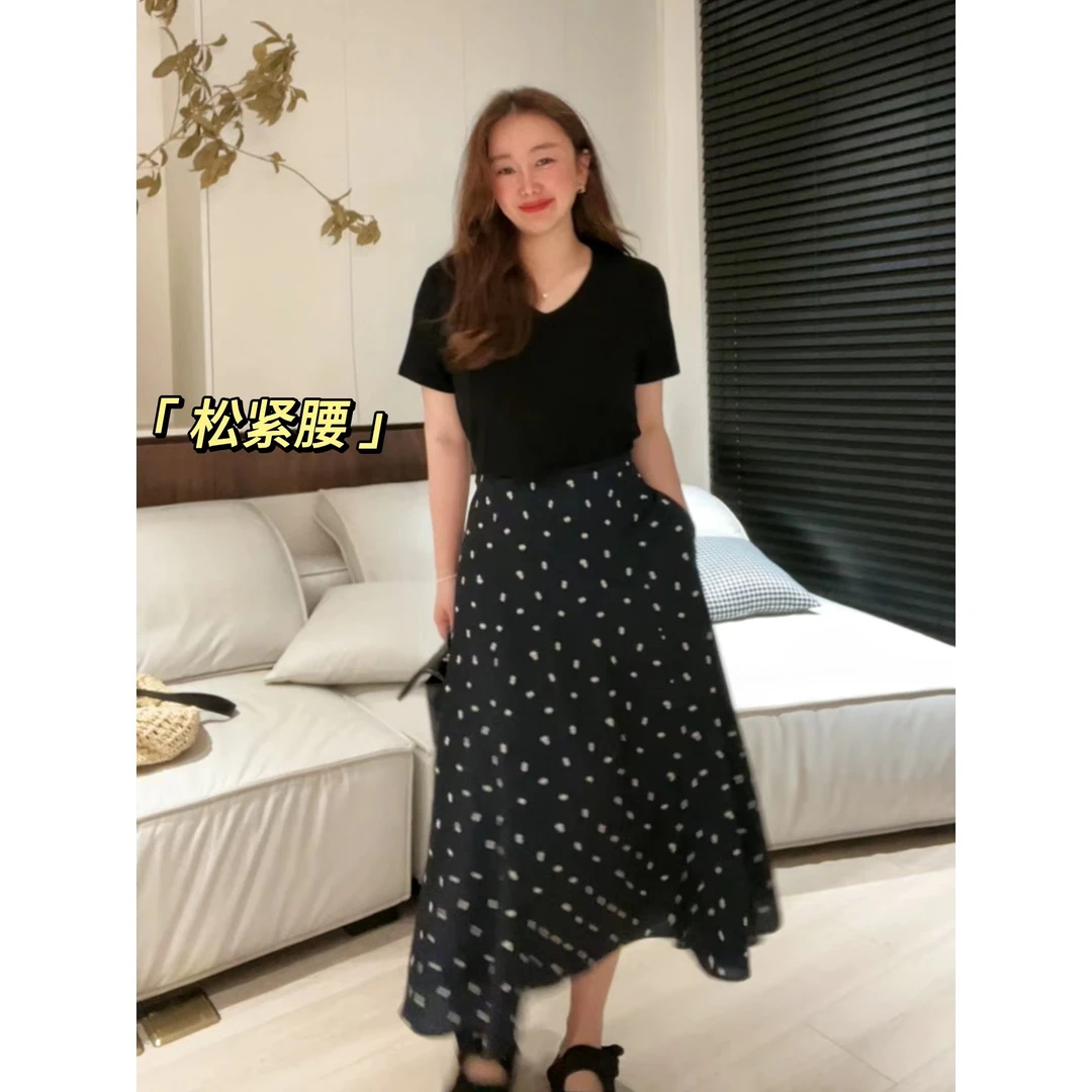 GTNER K姐 夏季纯色经典百搭高腰女显瘦休闲时尚半身裙D1258