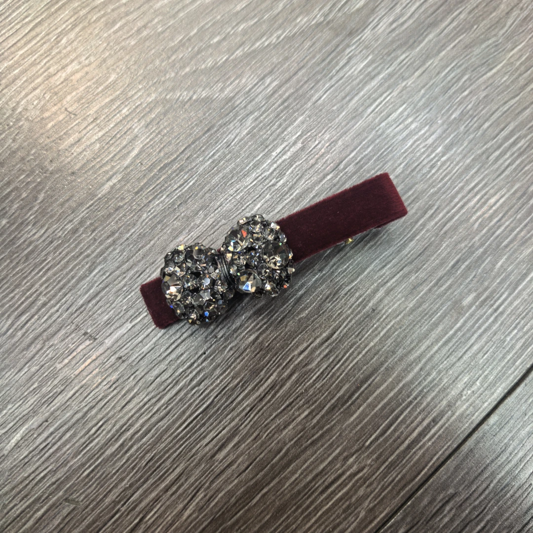 C163蝴蝶结闪闪红色边夹