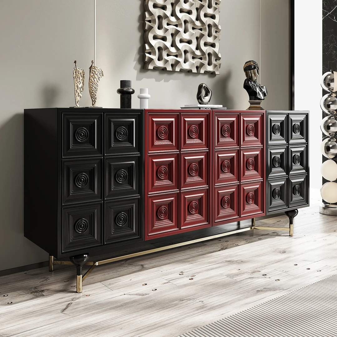 意式轻奢实木玄关柜中古风门厅入户鞋柜客厅高级装饰柜餐厅餐边柜