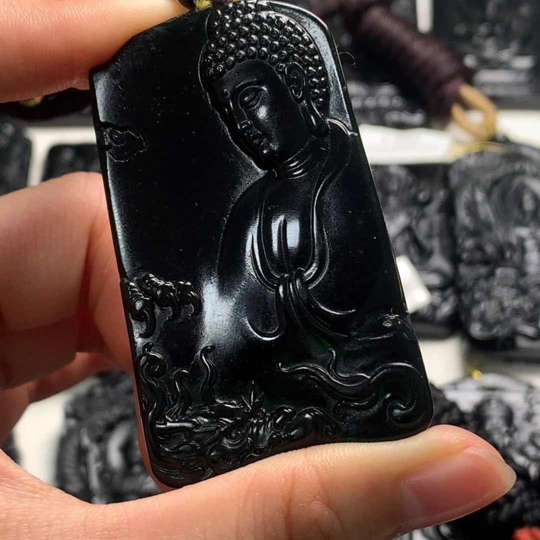 天然缅甸a货钢琴黑挂件