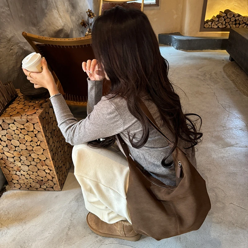 nothingwritten饺子包韩式小众设计磨砂包麂皮复古单肩斜挎腋下包