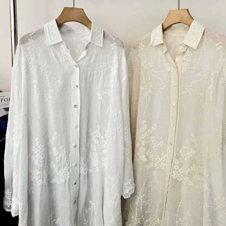 FZ0602蕾丝长款衬衫
