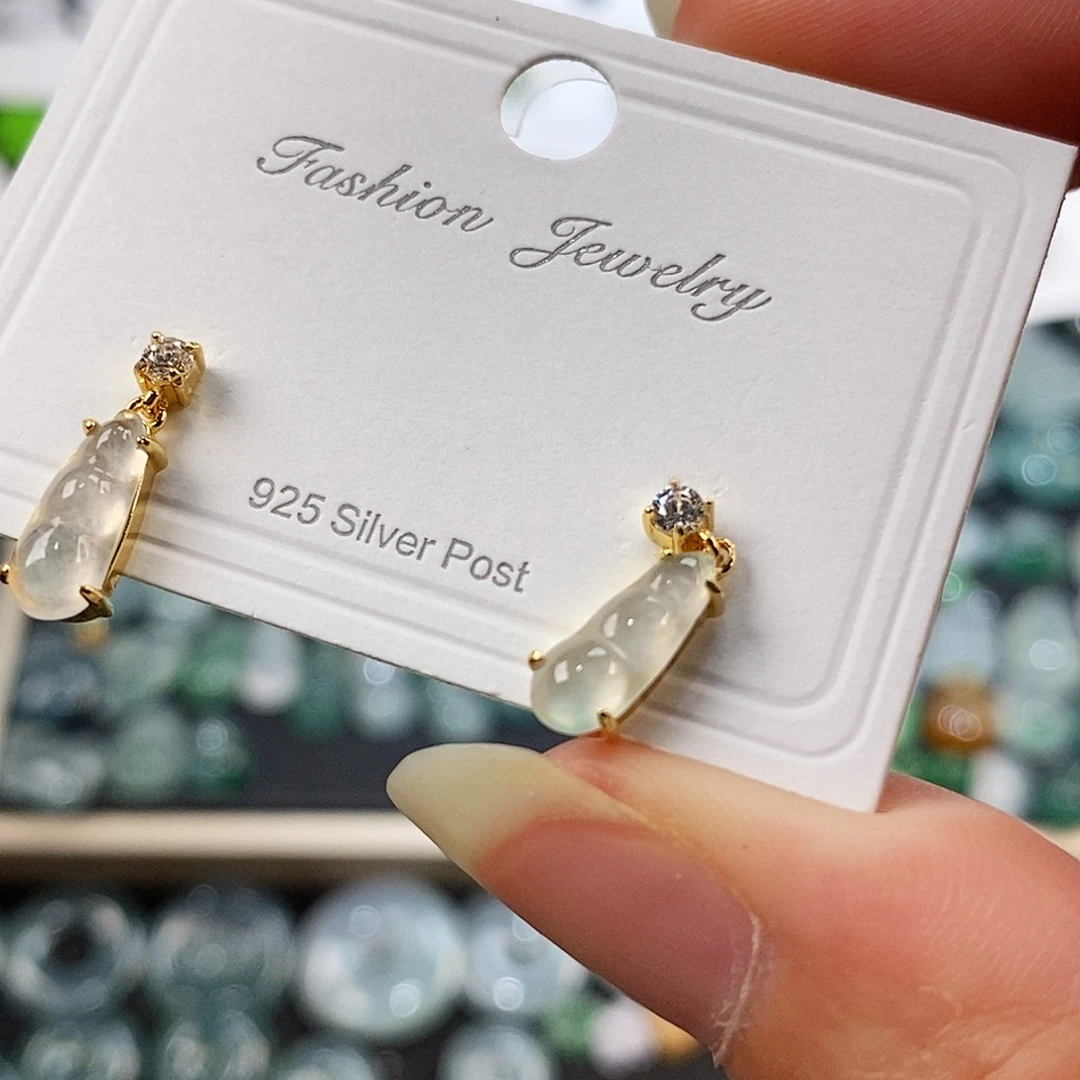 翡翠未镶嵌颈饰高冰小豆子耳坠