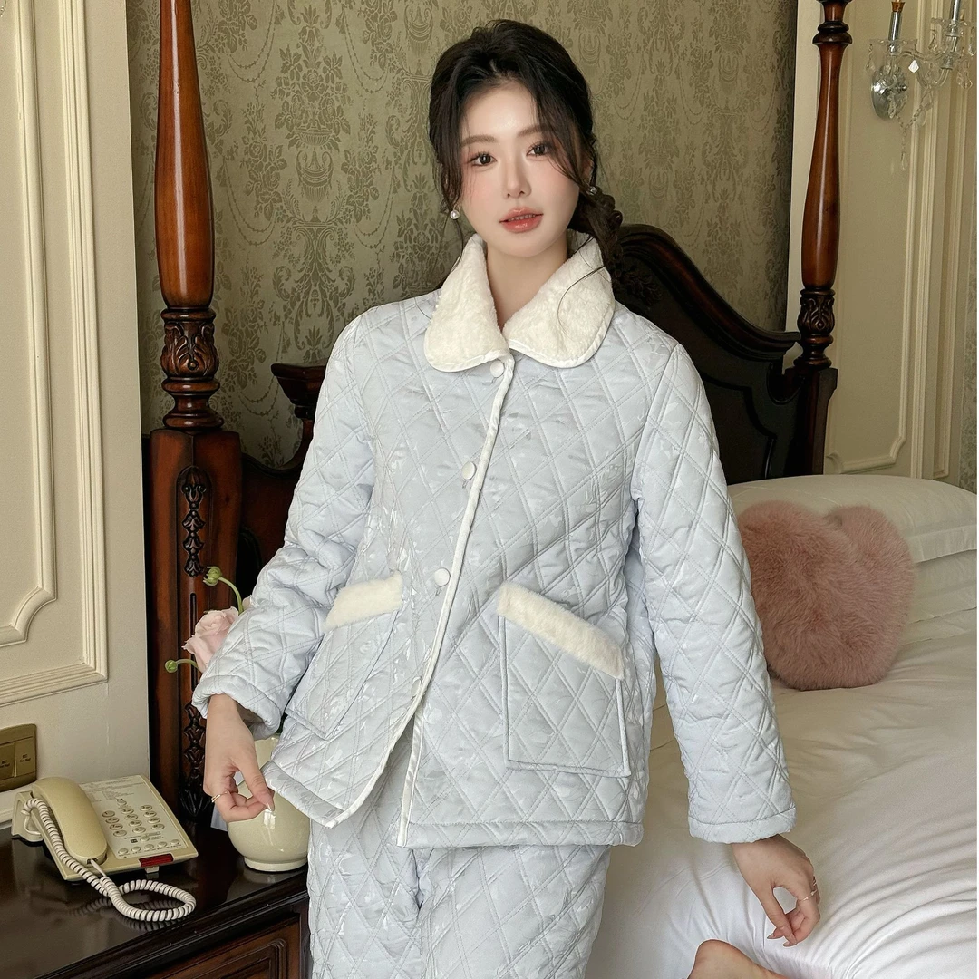 查理夫人【莺飞】套装2024新款睡衣女新中式冬季加绒加厚睡衣洋气