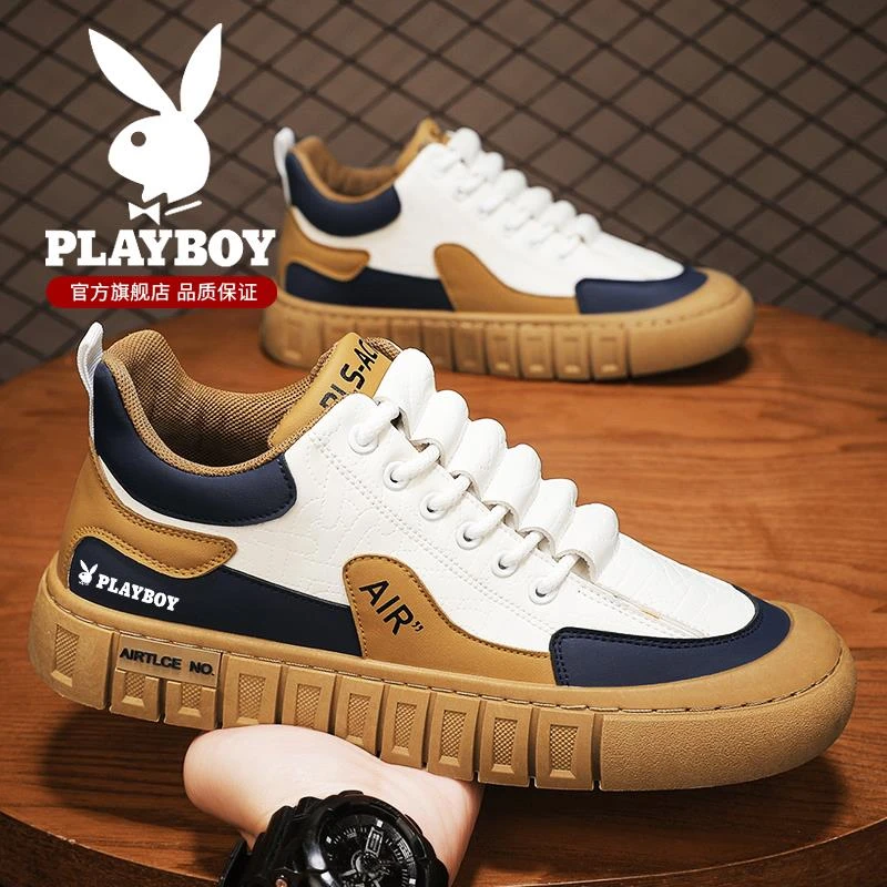 花花公子男鞋2025新款冬季百搭厚底休闲板鞋男士工装运动休闲潮鞋