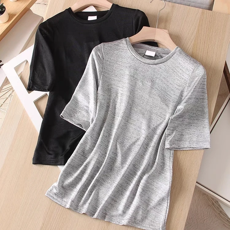 女款小众休闲短袖T恤透气舒服显瘦百搭5268