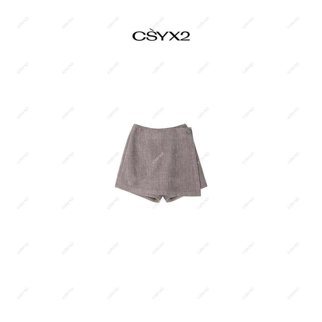 CsyX2-2025S/S秋冬拼接不规则单扣百搭设计感短裤K20764
