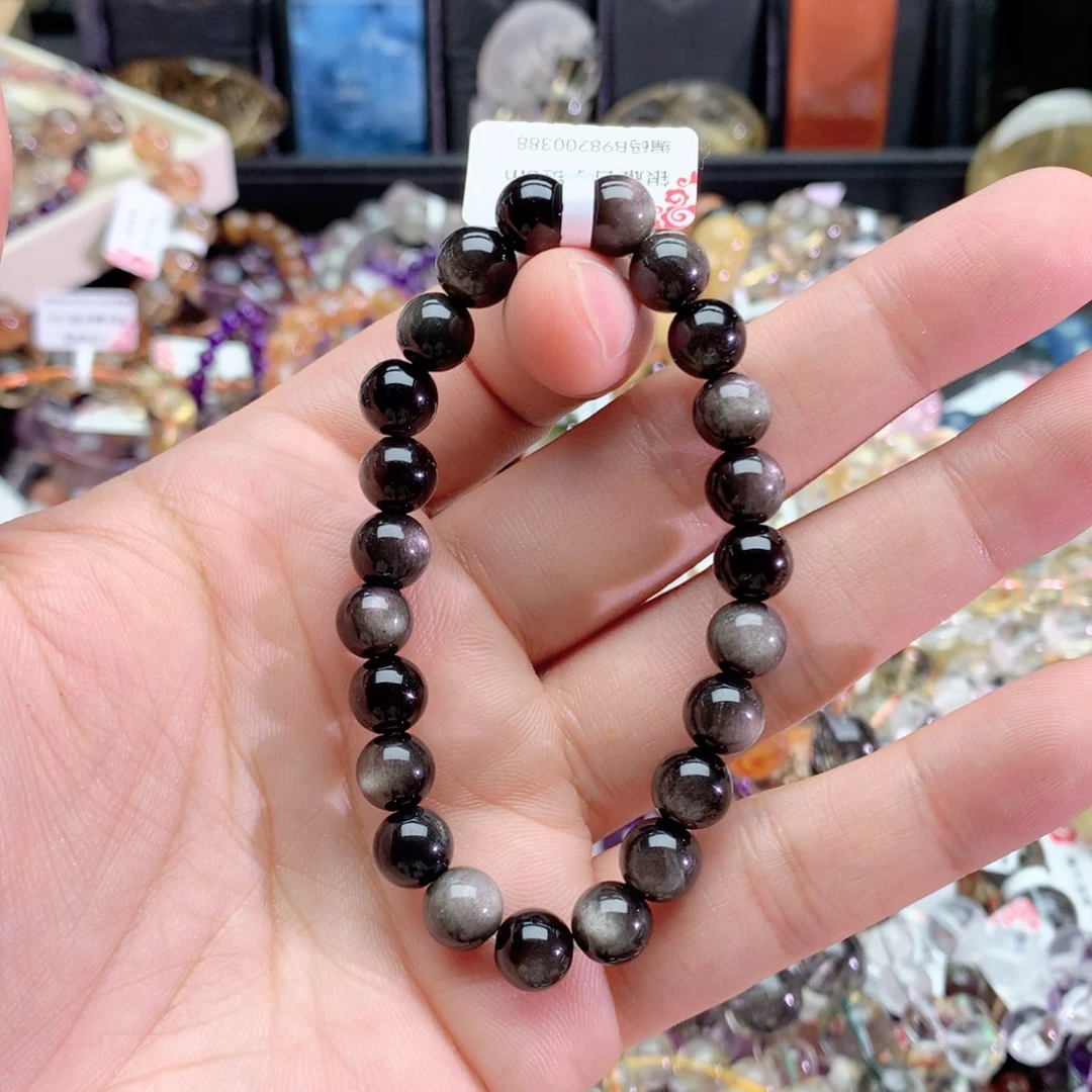 啊***g水晶手链未镶嵌银曜石手链8+