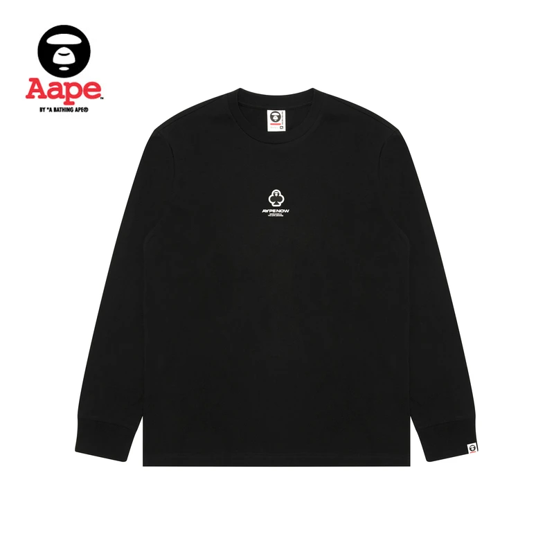 Aape旗舰店男装25秋冬扑克徽章休闲简约潮流长袖T恤1716XXP