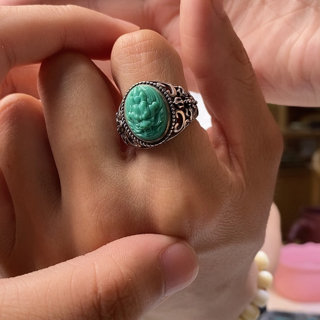 绿松石未镶嵌龙戒