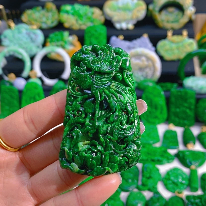 【闪购商品】翡翠颈饰未镶嵌凤凰牡丹