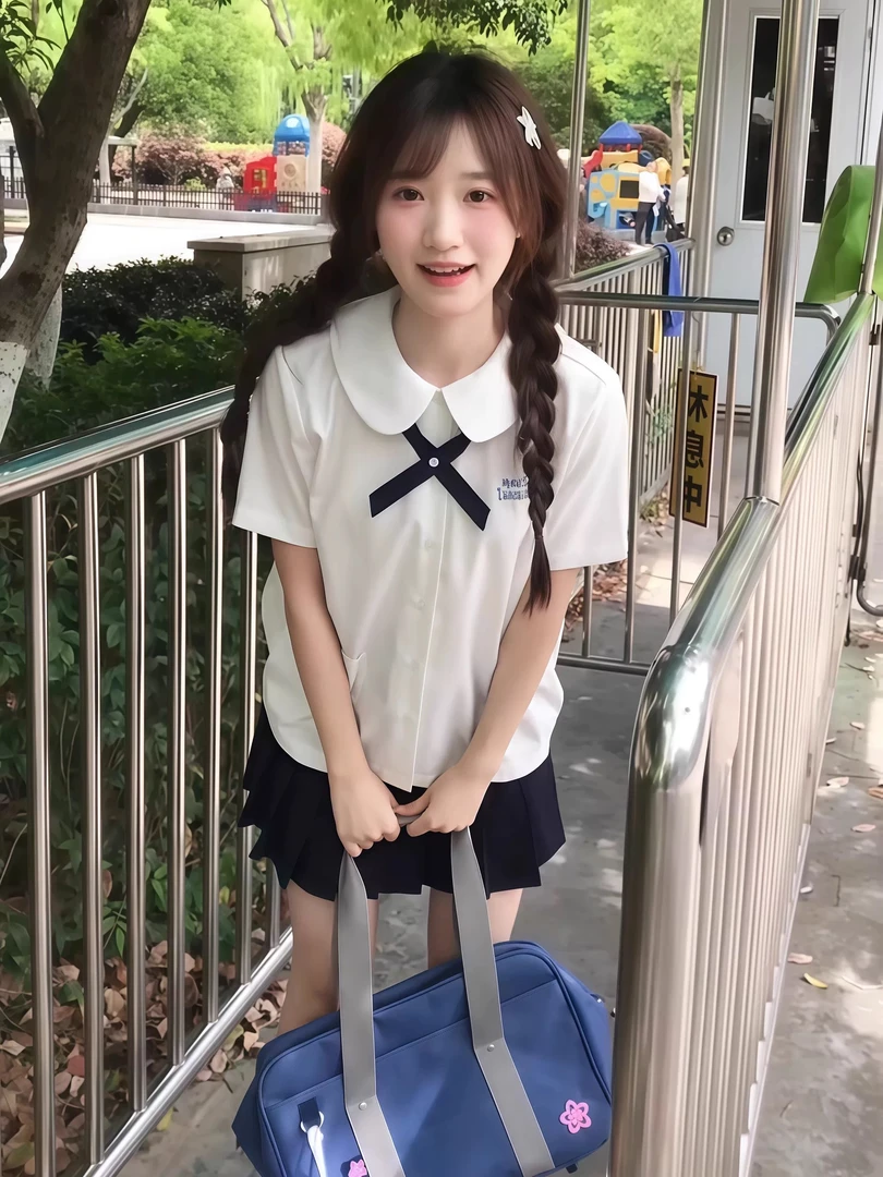 大码胖mm泰式衬衫学院风夏季毕业季学衬衫短裙套装