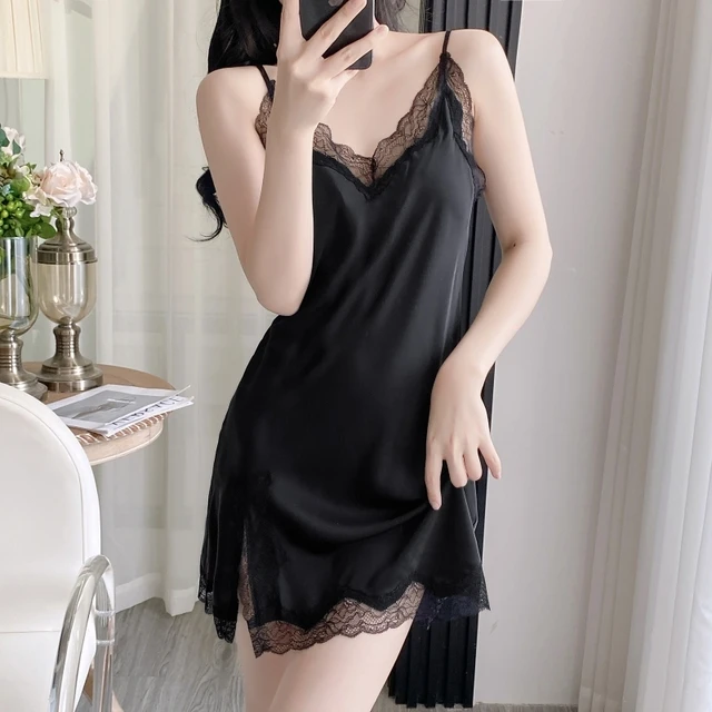 2025新款睡衣女款性感吊带睡裙女夏季蕾丝带胸垫情调夏天薄家居服