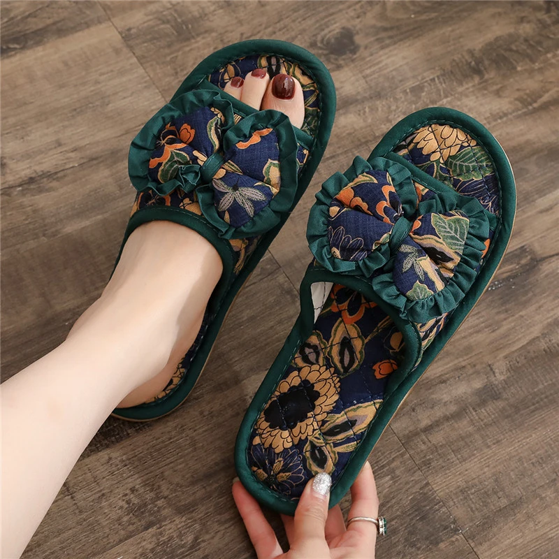 2025新款加厚三层底防滑家居拖鞋布艺布底木地板地砖室内春秋男女