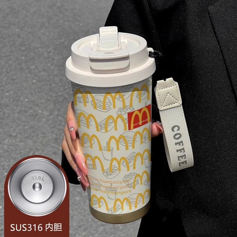 麦门信徒狂喜！麦当劳满印M随行杯 316不锈钢+COFFEE挂绳潮到炸