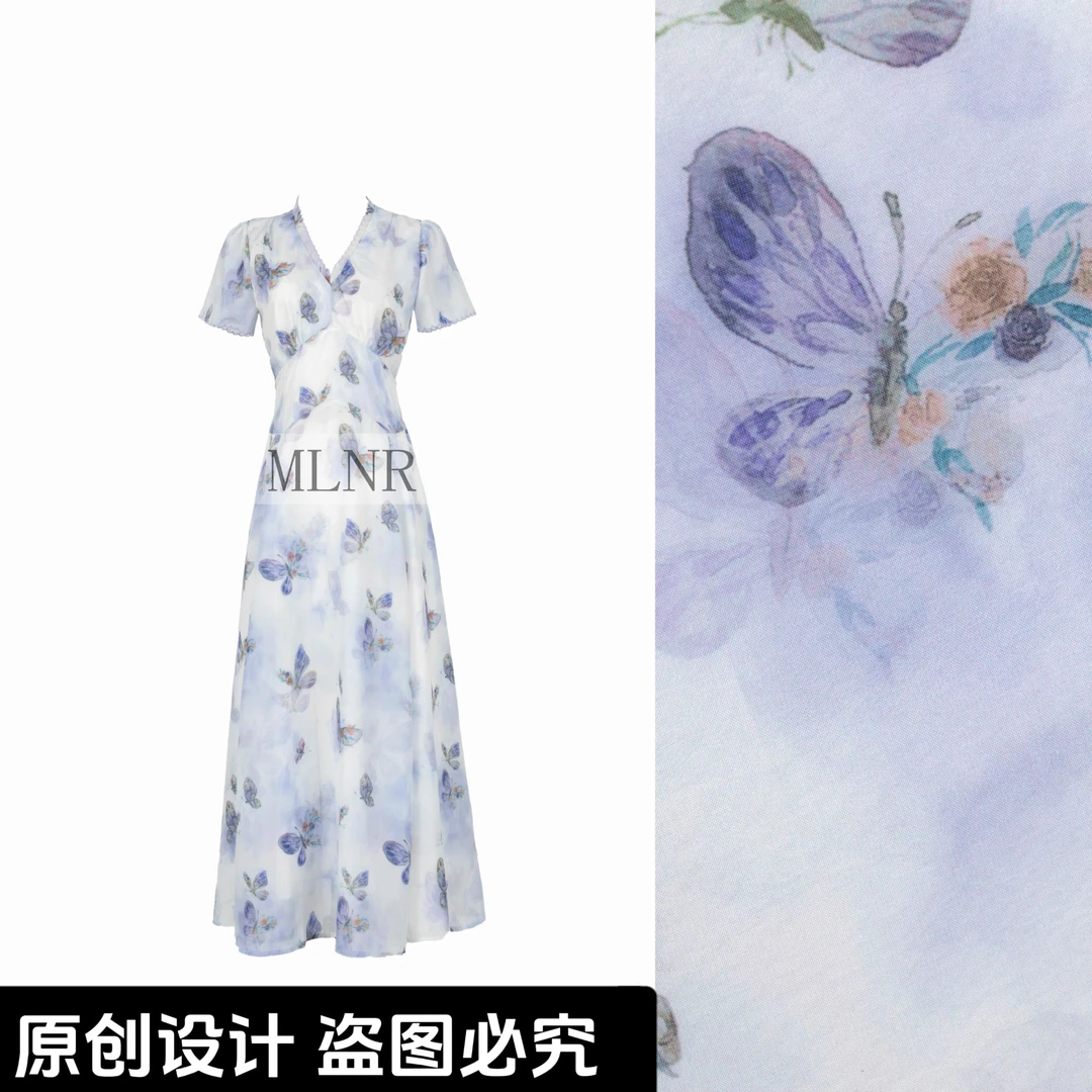 刘婆子原创店铺款【江南】微胖显瘦碎花气质复古女装连衣裙7608