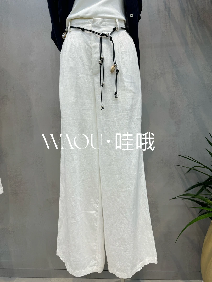 【WAOU】小众设计韩系腰链休闲裤6521