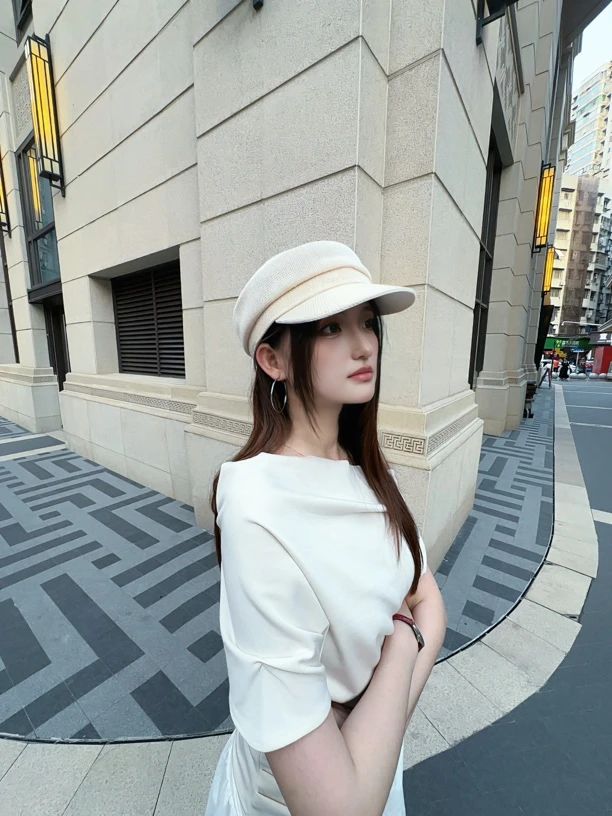 镂空洋气老钱夏款八角帽子夏季显脸小法式高级平顶气质报童帽礼帽