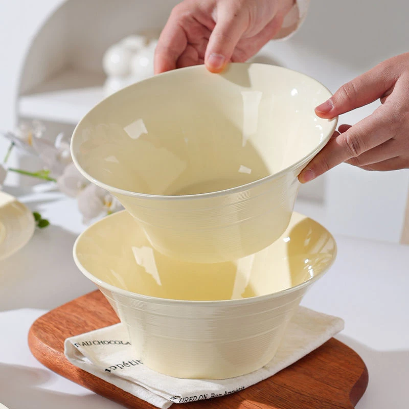 奶油拉丝大汤碗家用2025新款高颜值陶瓷汤面碗大号吃面条拉面碗yw