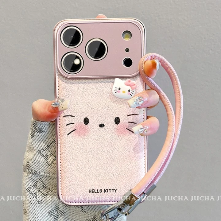 脸红凯蒂猫适用苹果17ProMax金属漆气垫手机壳华为oppovivo小米