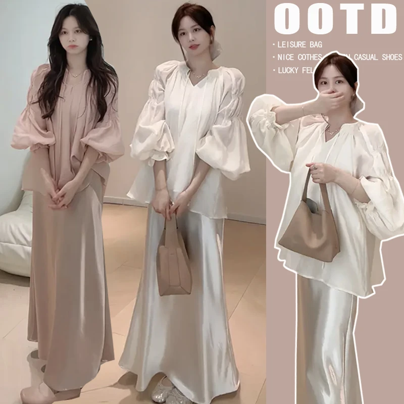 孕妇装女2025新款爆款洋气春夏季法式时尚甜美薄款上衣孕妇半身裙