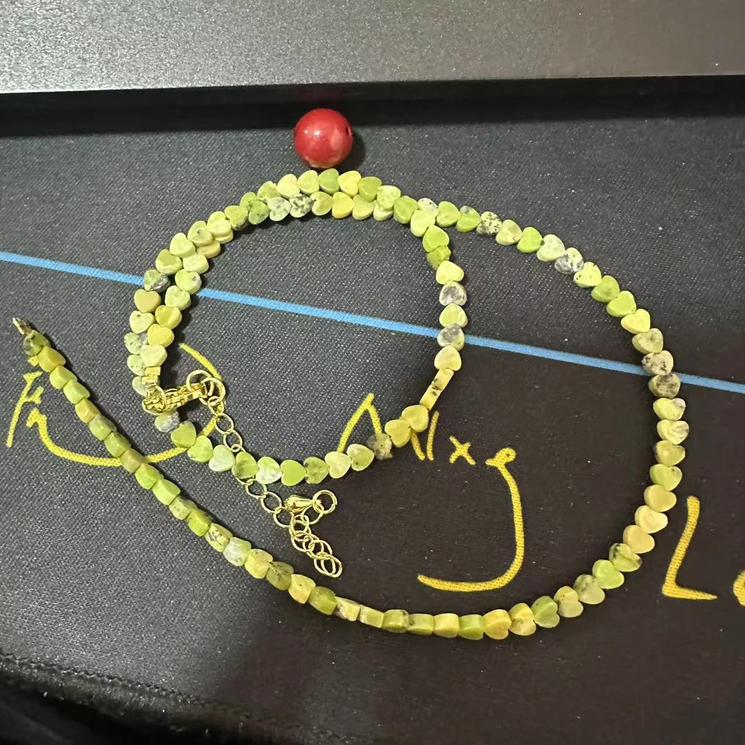 含辰砂工艺品【繁花珠宝甄选】含辰砂工艺品绿舒爱心项链HX700100