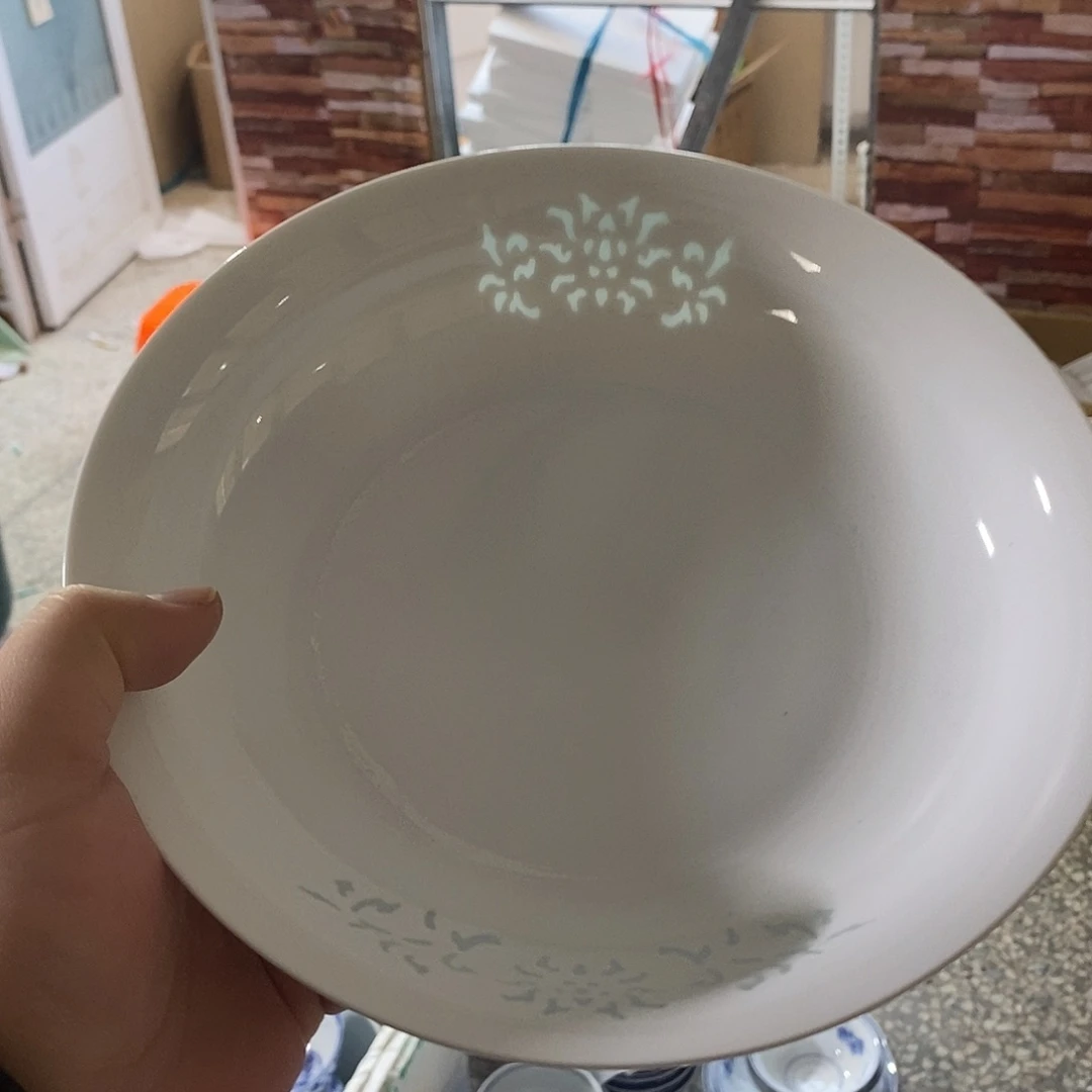 瓷摆件8寸高温玲珑瓷盘2支