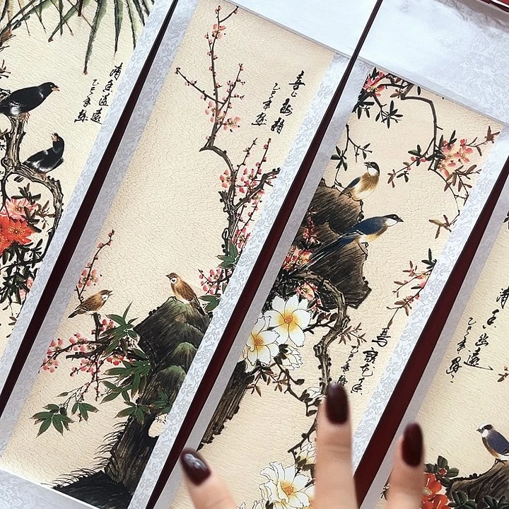 小美精选链接链接花鸟四条屏