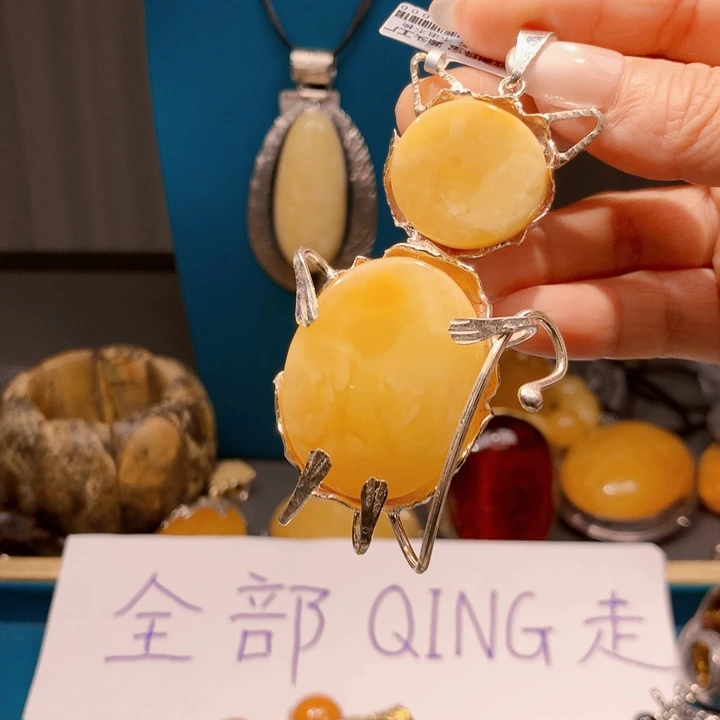 琥珀颈饰未镶嵌波兰设计款琥珀蜜蜡