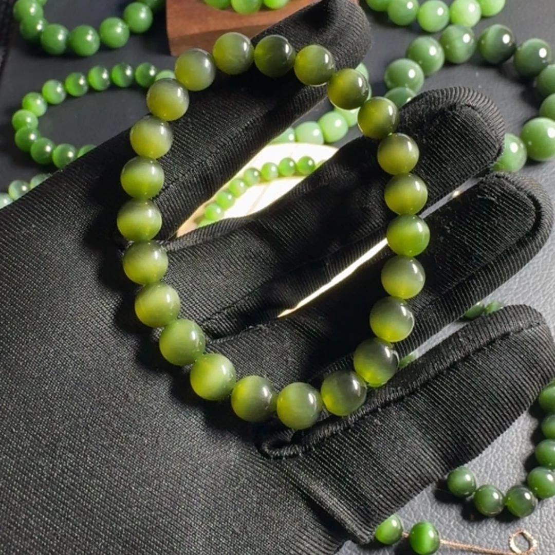 和田玉（碧玉）手串未镶嵌风**浪